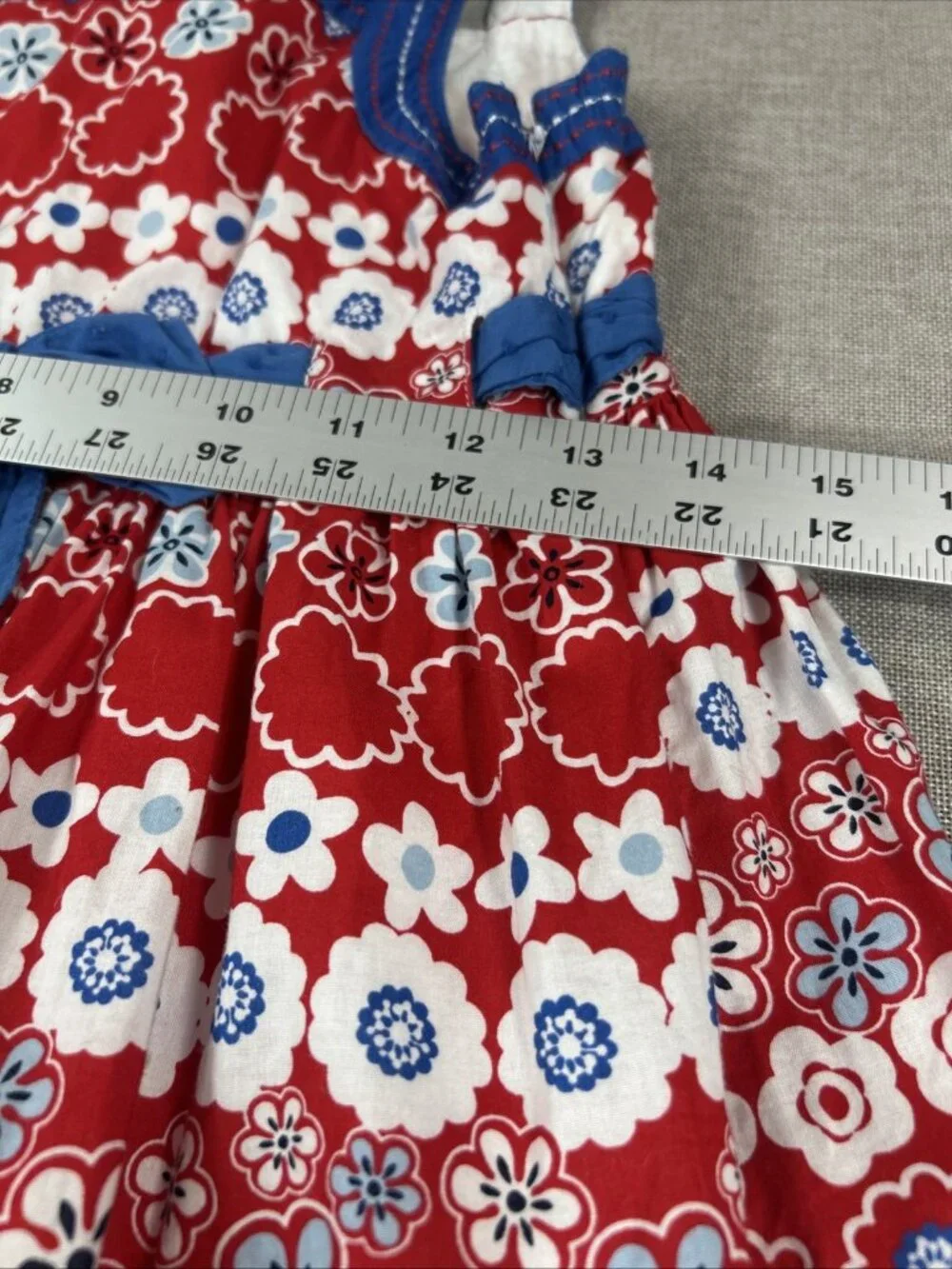 The Children's Place Dress Girls Size 10 Red White Blue Floral Sleeveless Lined